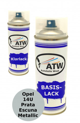 Autolack für Opel 14U Prata Escuna Metallic +400ml Klarlack Set